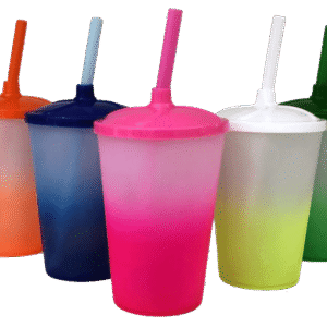 Copo Twister Degrade com Tampa e Canudo 300ml
