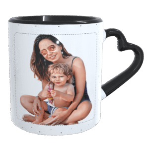 Caneca Personalizada Com Alça Preta de Coração e Interior Preto